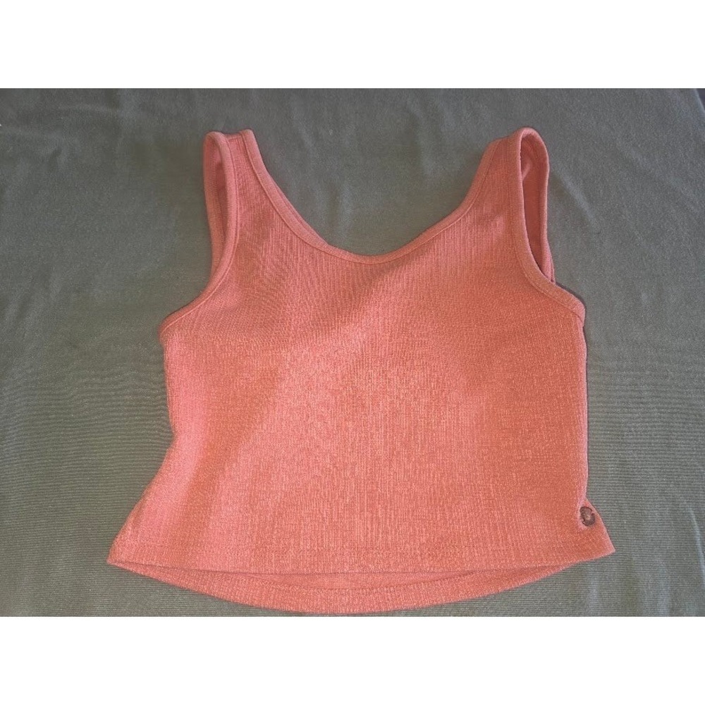 Roxy Womens Ribbed Open Back Tank Top Coral Pink Size S Small